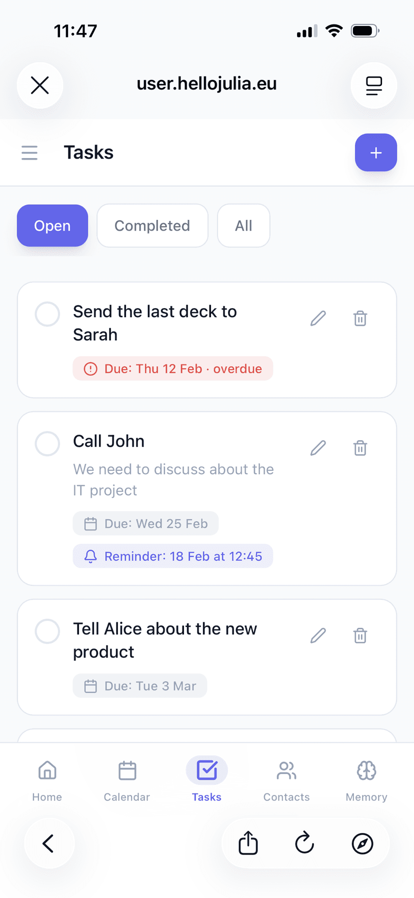 Portal Tasks — manage, filter, and create tasks