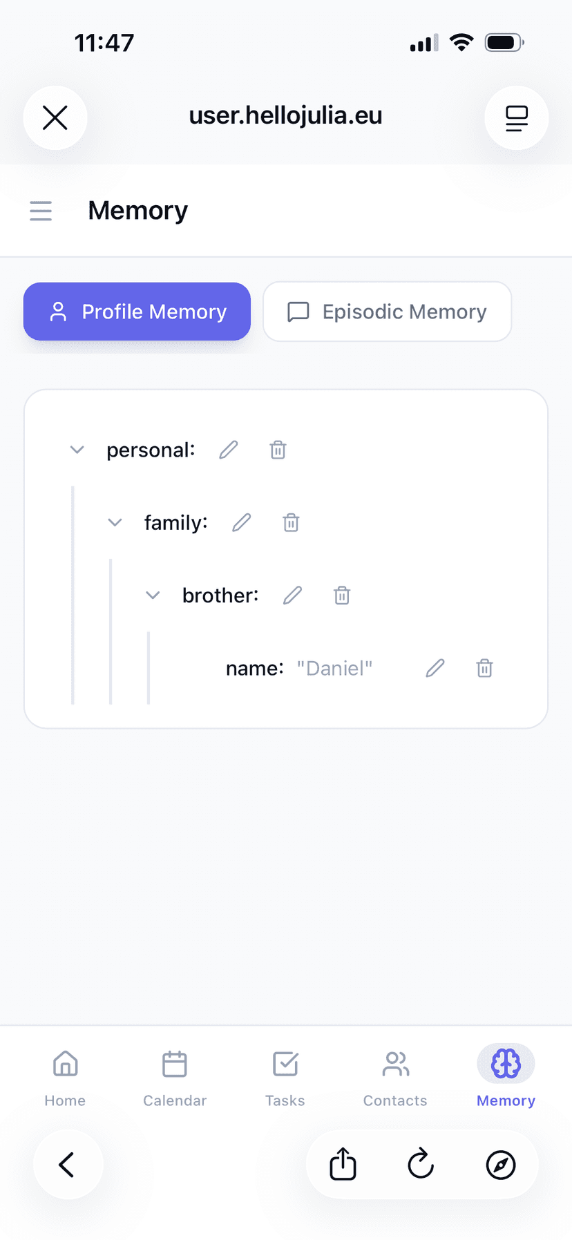 Portal Memory — browse and manage what Julia knows about you